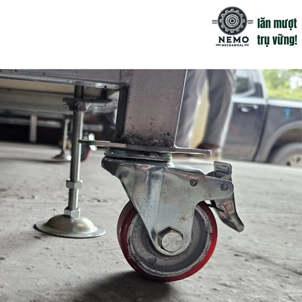 Bánh xe đẩy hàng PU lõi gang, bền bỉ, chịu hóa chất, 7cm, 10cm, 12cm, 115-150kg